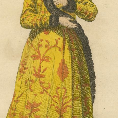 Antique Costume Print of a Princess of Wallachia, Engraving Jefferys, 1749, close-up 6