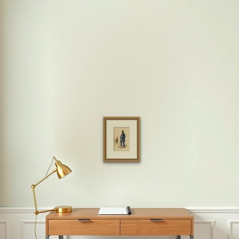 Antique Costume Print of Lapps by Wahlen, 1843, shown framed on a wall
