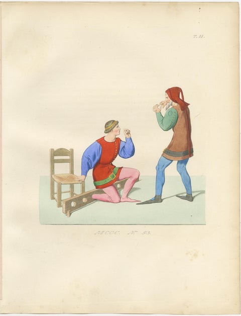 Medieval Courtly Costumes and Figures, Complete Set of 10 Hand-Colored, 1845, view 8