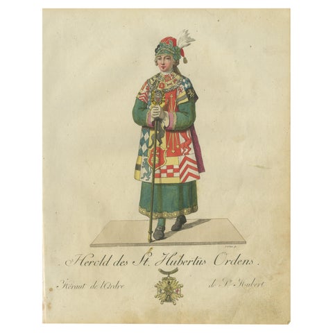 Herald of the Order of Saint Hubert: 1791 Colored Engraving in Ceremonial Dress