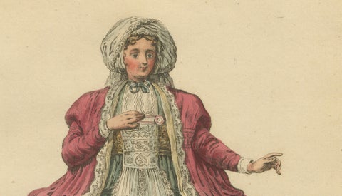 Antique Costume Print Young Lady of Naxos Archipelago Jefferys, 1749, close-up 2