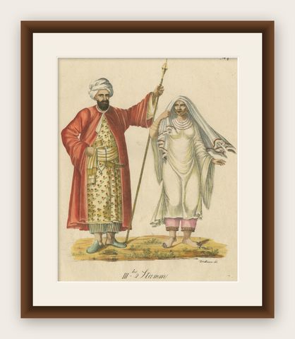 Arab Costumes Lithograph IIIter Stamm by Brodtmann c.1816, shown framed