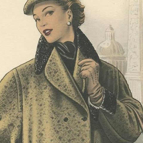 Vintage Fashion Print ‘Pl. 16503’ published in Le Tailleur Moderne, 1954, close-up 1