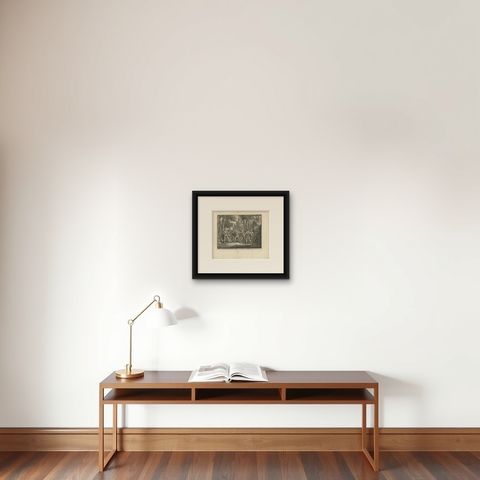 Antique Print of the Frisian Nobleman Galama by Tirion, 1749, shown framed on a wall