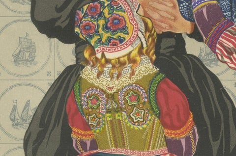 Traditional Dutch Costume from Marken, Men and Children in Festive Dress, 1932, close-up 3