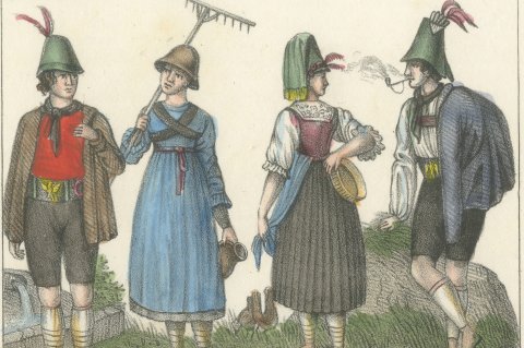 Tyrolean Costume of the Zillertal, Unterinntal, Lechtal and Gröden, 1842, close-up 1
