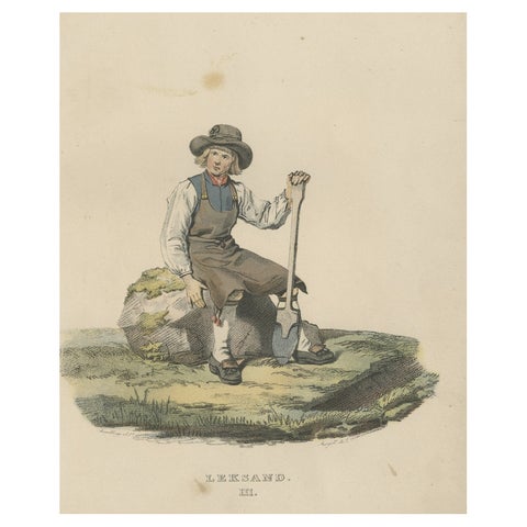 Antique Costume Print of Leksand in Sweden, circa 1864
