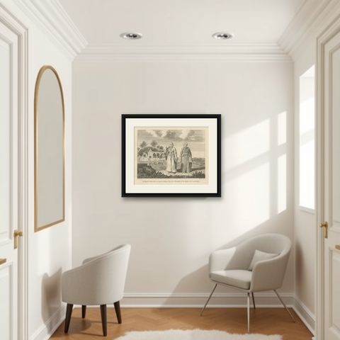 Mamluk Elegance: Military and Ceremonial Attire in Egypt, 1801, shown framed in a room
