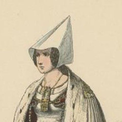 Antique Costume Print of a Patrician Woman from Lübeck, Germany, c.1880, close-up 1