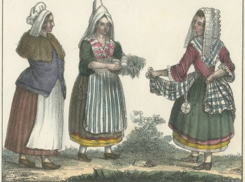 Peasants of Paris and Limoges with Women of Olona and Fete de Buch, 1842, close-up 2