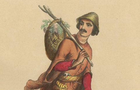 1844 Lithograph of a Mingrelian Man in Traditional Georgian Attire, close-up 3