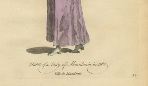 Antique Costume Print Lady of Macedonia Traditional Dress Jefferys, 1749, close-up 4