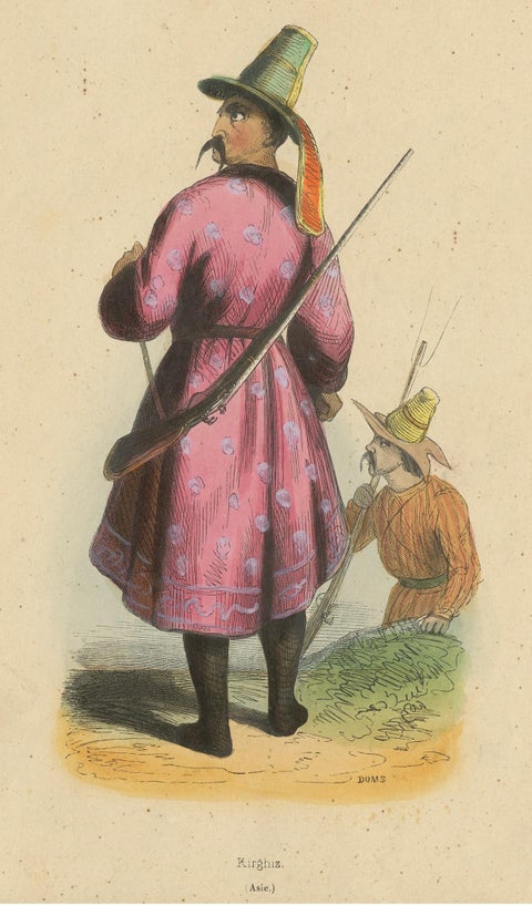 Antique Costume Print of a Kyrgyz Man by Wahlen, 1843, view 3