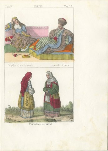 Greek Archon and His Wife with Athenian Peasant Women, Lithograph, 1842, view 2