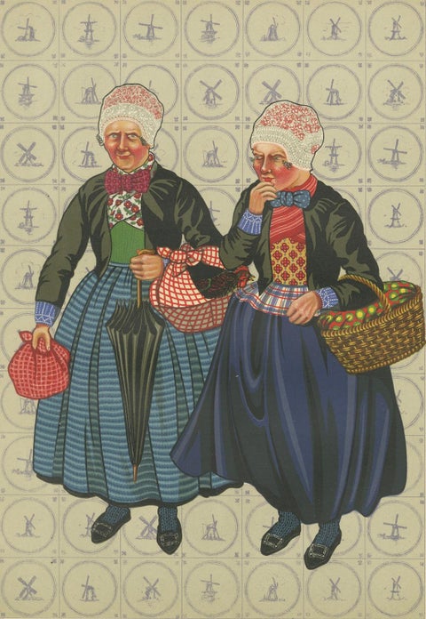 Colorful Doornspyk Market Women in Apenjak Coats, Dutch Costume Print, 1932, close-up 5