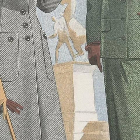 Vintage Fashion Print 'Pl. 14215' Published in Ladies Styles, 1951, close-up 2