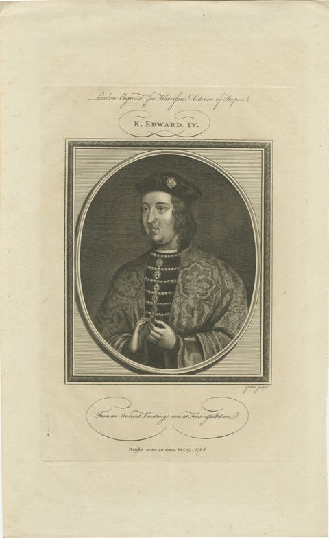 Elegant 1786 Engraved Portrait of King Edward IV - Royal Majesty, view 2
