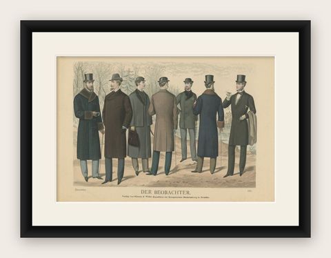 Antique Print of Fashion in November 1882 by Klemm & Weiss, circa 1900, shown framed
