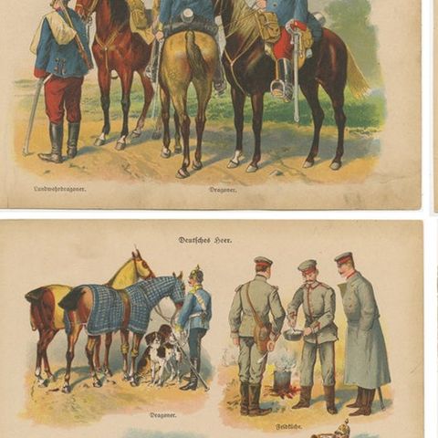 Set of 10 Antique Military Costume Prints, close-up 2