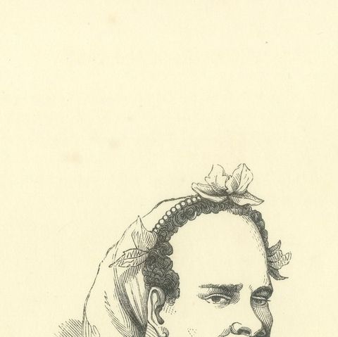 Native and Chief of Vannu, Vanikoro, Antique Wahlen Costume Print, 1843-1844, close-up 2
