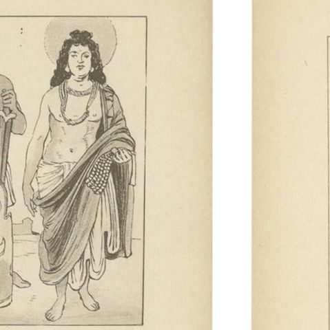 Set of 2 Antique India Costume and Cultural Plates by Max Tilke, c.1900, close-up 1