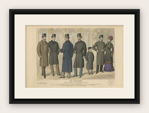 Original Antique Fashion Print, Published November, 1881, shown framed