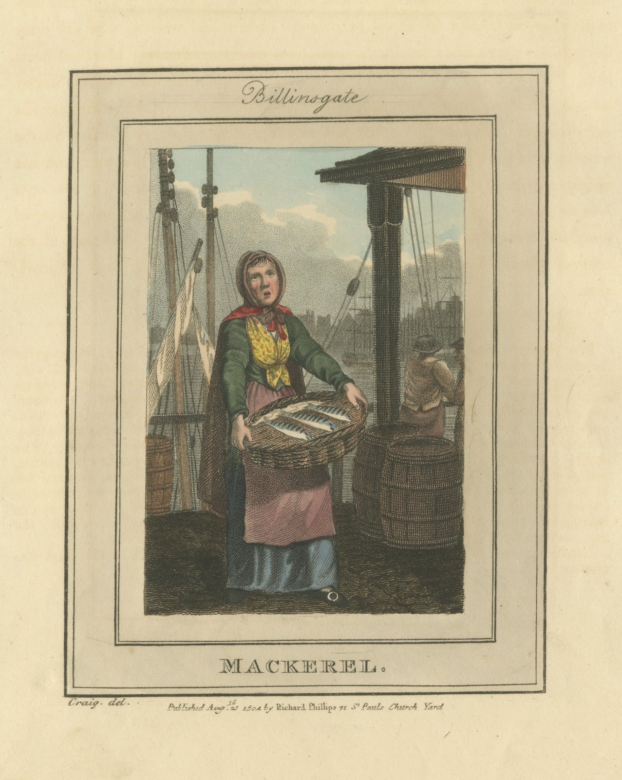Mackerel Seller at Billingsgate, Cries of London, 1804