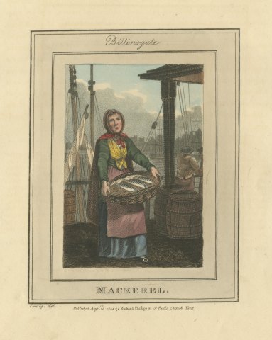 Mackerel Seller at Billingsgate, Cries of London, 1804