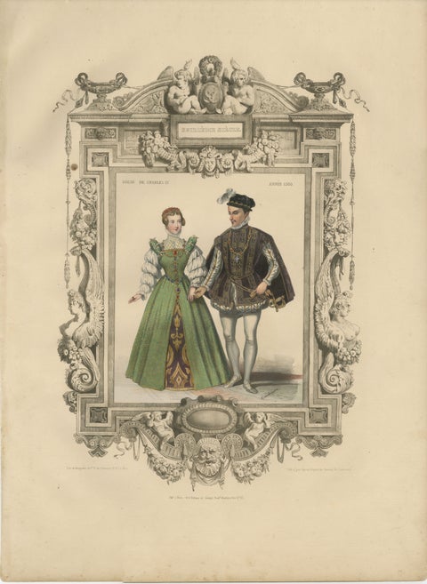 Charles IX French Court Costume, Royal Couple, 1847