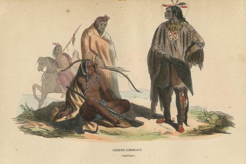 Antique Costume Print of Crow Indians by Wahlen '1843', view 3