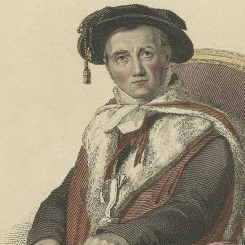Old Hand-Colored Print of a Doctor in Law or Physic, in Congregation Robes, 1814, close-up 2