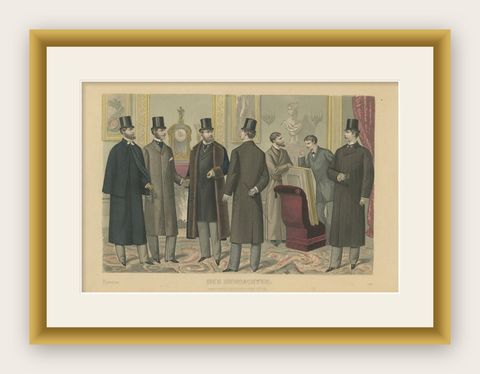 Antique Print of Fashion in February 1881 by Klemm & Weiss, circa 1900, shown framed