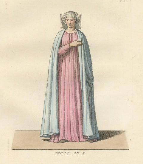 Medieval Fashion Ensemble from Rome & Venice, 14th–15th Century, Published 1845, close-up 3
