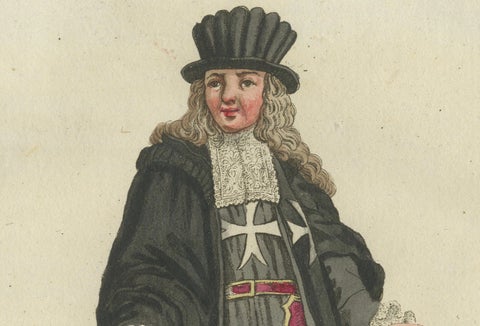 Grand Master of the Maltese Order: 1791 Colored Engraving in Ceremonial Robes, close-up 3