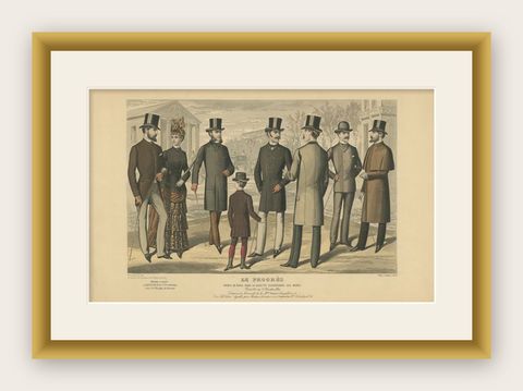 Antique Fashion Print from Le Progrès, October 1886, Good Condition, shown framed