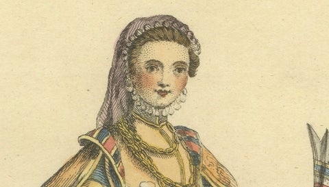 Grand Tour Italian Costume Prints, Naples & Ischia Ladies, Set of 2, 1749, close-up 3