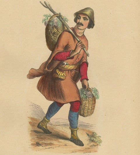 1844 Lithograph of a Mingrelian Man in Traditional Georgian Attire, close-up 1