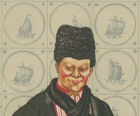 Cheerful Winter Outing: Volendam Men & Children in Holiday Dress (1932), close-up 5
