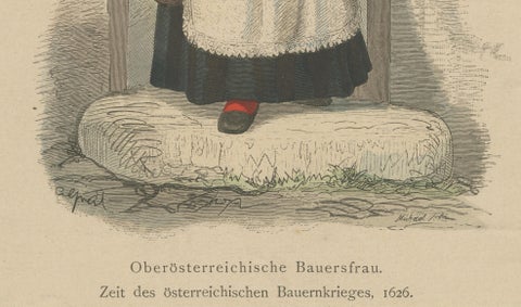 Upper Austrian Peasant Couple, 1626, Historic Costume Prints, Berlin 1877, close-up 5