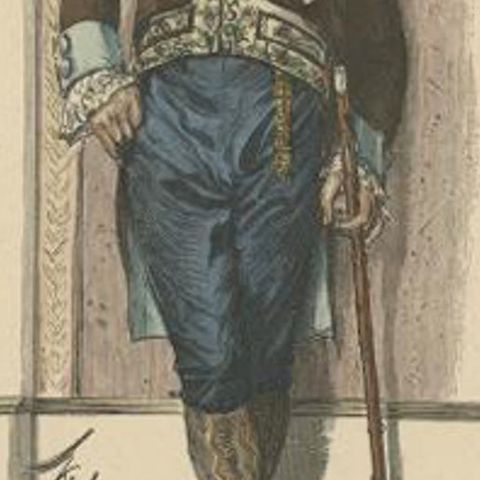 Antique Costume Print of Post-Revolutionary France, c.1880, close-up 2