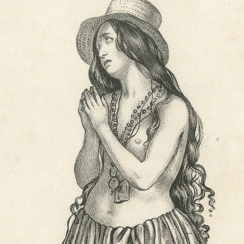 19th Century Guam Mourning Costume Lithograph, Dolorida, Gubam Island, close-up 4