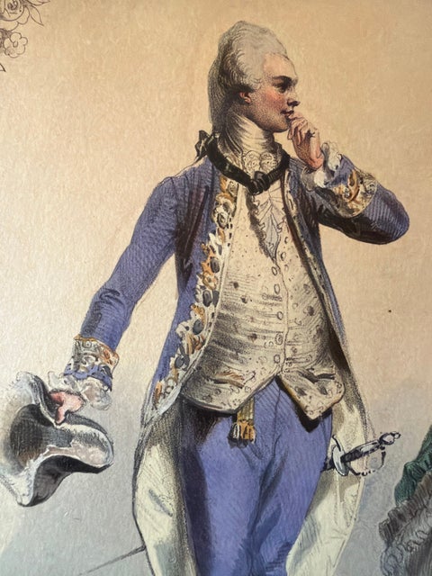 Louis XVI French Rococo Court Costume Lithograph, 1775, Published 1847, view 2