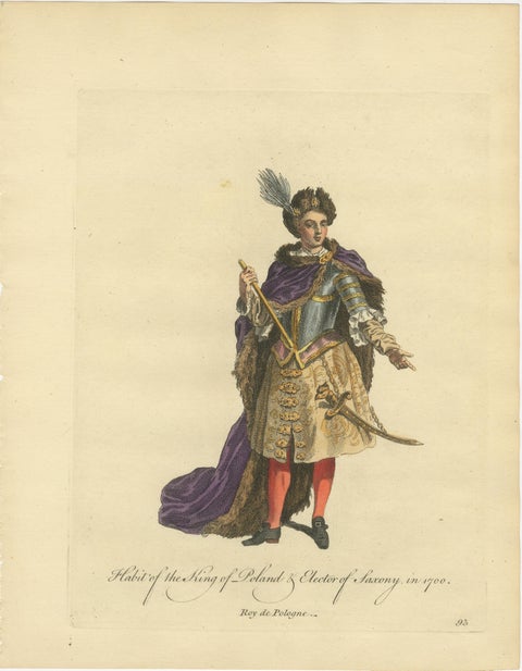 Polish Royal & Noble Costume Engravings, Hand-Colored Set of 4, 1749, view 3