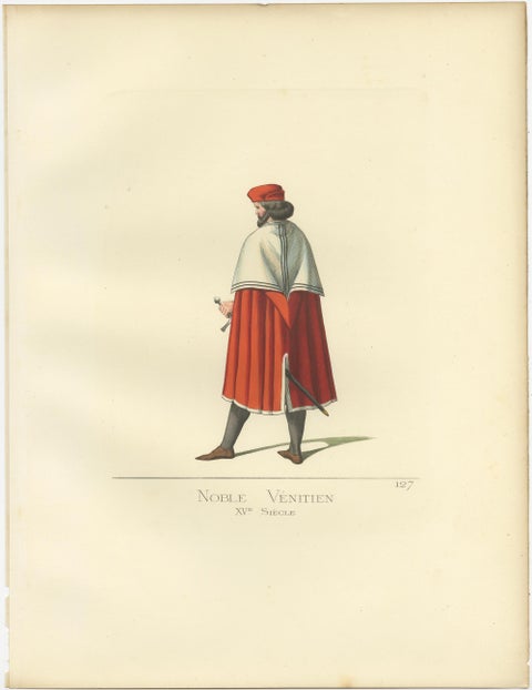 Antique Print of a Venetian Nobleman, Italy, 15th Century, by Bonnard, 1860, view 4