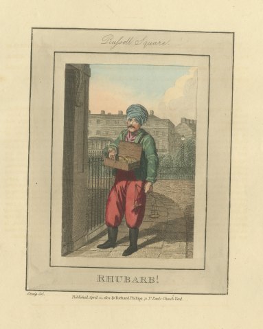 Rhubarb Seller in Russell Square, Cries of London, 1804