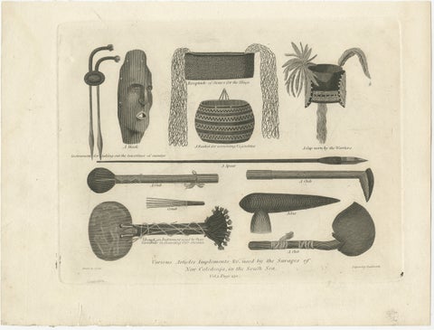 1801 Engraving of New Caledonian Implements and Attire, view 2