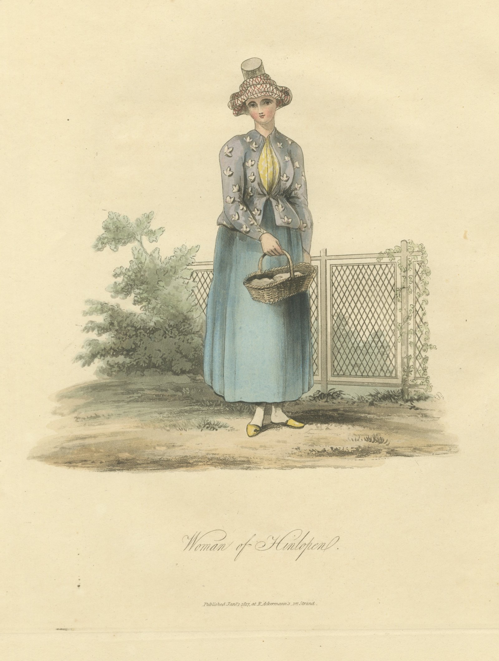 Woman of Hinlopen, Frisian Dress, Antique Ackermann Print, 1817