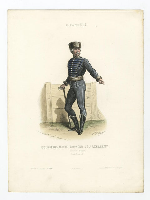 Print Depicting a Bourgeoise in Folk Costume from Jászsági, Lower Hungary, 1850, view 2