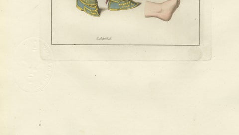 Antique Hand-Coloured Engraving of Chinese Costume & Footbinding, 1815, close-up 5