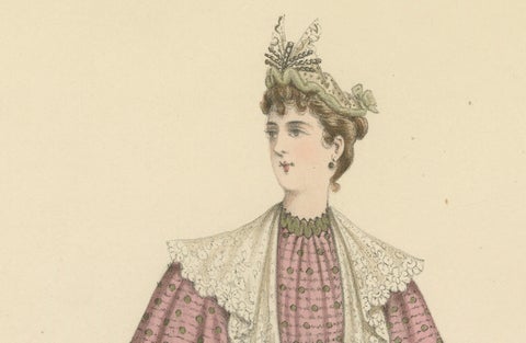 Victorian Fashion Duets: Elegant Ensembles in Lithographs Published in 1889, close-up 4
